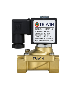Triwin Brass solenoid valve 1/2 inch for industrial water purifier, irrigation, overhead tank, Normally closed type sv 220V AC